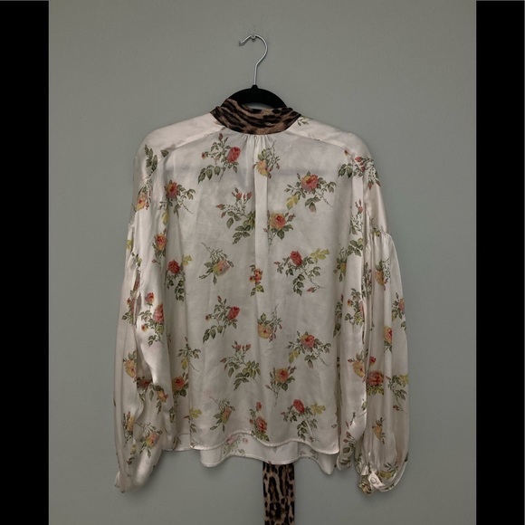 R13 floral-print silk blouse. color Ecru. Size XS. - Picture 9 of 13